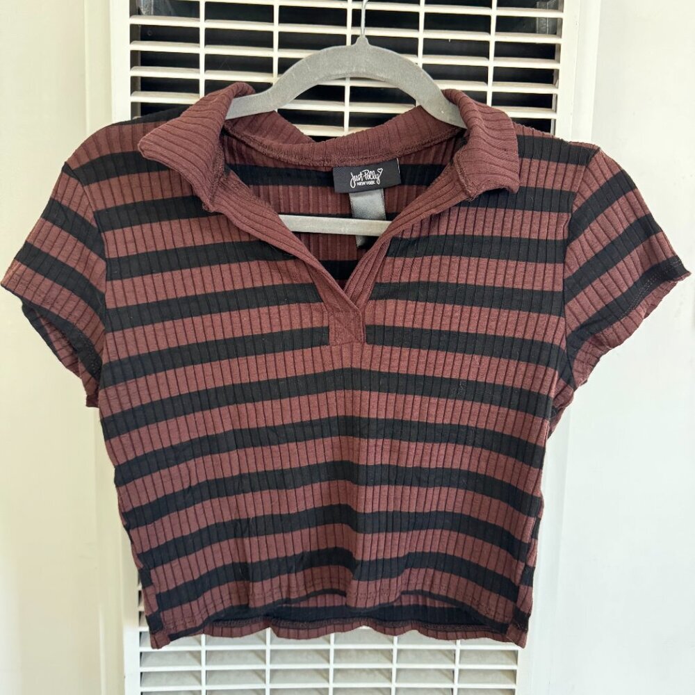 NWOT Just Polly New York brand stripped crop top Size M